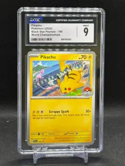 Pokemon TCG Black Star Promo Pikachu #190 2024 World Championships CGC Grade 9 - Image 1
