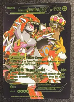 Pokemon Black Foil Fan Art Team Magmas Groudon EX Full Art Display Card - Image 1
