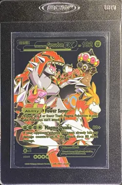 Pokemon Black Foil Fan Art Team Magmas Groudon EX Full Art Display Card - Image 3
