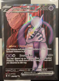 Pokemon Destined Rivals Full Art Team Rocket's Mewtwo ex 213/182 - Image 1