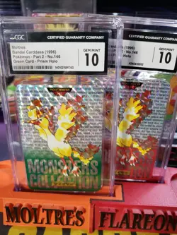 1996 Pokemon Bandai Cardass Red & Green Card #146 Moltres Prism CGC 10 Foil Holo - Image 4