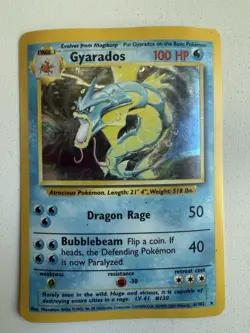 Gyarados 6/102 Base Set Holo Pokemon Card WOTC Vintage damaged Free Shipping - Image 1