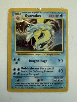 Gyarados 6/102 Base Set Holo Pokemon Card WOTC Vintage damaged Free Shipping - Image 3