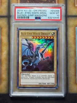 Yugioh PSA 10 GEM MINT Blue-Eyes White Dragon JUMP-EN068 Ultra Rare Promo - Image 1