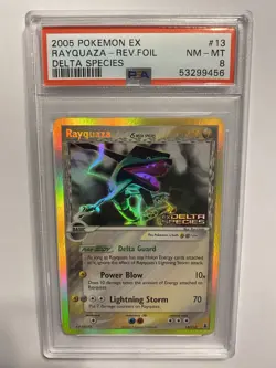 Pokemon EX Delta Rayquaza Reverse Holo Card #13/113 2005 PSA 8 - Image 1