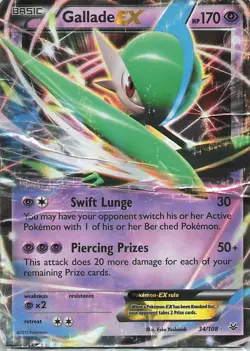 Pokemon Card Roaring Skies Gallade EX 34/108 Rare EX Holo - Image 1