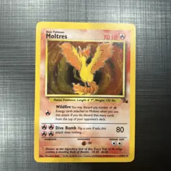 Pokemon TCG Moltres Fossil Holo Rare Card 12/62 Unlimited - Image 1