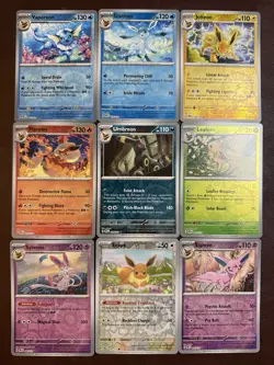 Pokemon EEVEE PRISMATIC EVOLUTIONS Complete 9 Card REVERSE HOLO SET UMBREON - Image 2