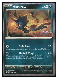 Murkrow - (Prerelease) Holo Promo SV: Scarlet & Violet Promo Cards 021 NM M050 - Image 1