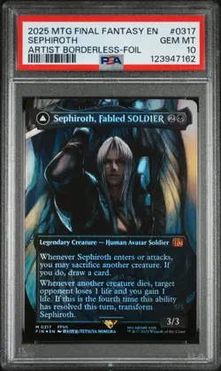 2025 MTG Sephiroth, Fabled SOLDIER 317 Borderless Final Fantasy Foil PSA 10 - Image 1