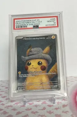 Pokemon Pikachu TCG Grey Felt Hat #085 Van Gogh Promo Card PSA 10 - Image 1