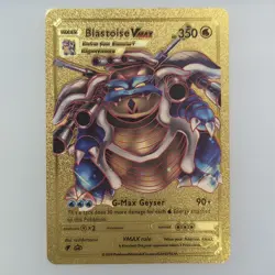 Pokemon Blastoise VMAX 350hp Gigantamax Gold Foil Fan Art Collector Card TCG - Image 1