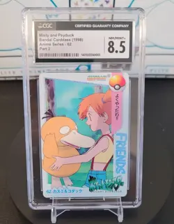 1998 Pokemon CGC 8.5 JPN Bandai Carddass Vending Series Misty and Psyduck #62 - Image 1