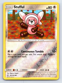 Stufful 181/236 Common Cosmic Eclipse Pokemon Reverse Holo Near Mint - Image 1
