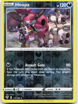 Hoopa 111/189 Holo Rare Darkness Ablaze Pokemon Reverse Holo Near Mint - Image 1