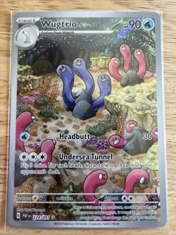 Wugtrio - 224/091 Illustration Rare Holo SV: Paldean Fates NM Pokemon - Image 1