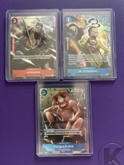 Bandai One Piece Card Game OP03 Limejuice Mr.3 Portgas D. Ace Lot 3 Cards - Image 1