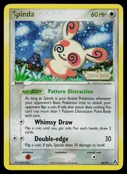 Pokemon Card - Spinda Legend Maker 26/92 Reverse Holo Rare Stamped - Image 1