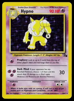Pokemon Card - Hypno Fossil 8/62 Holo Rare - Image 1