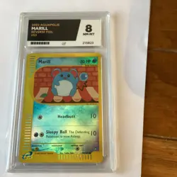 Pokemon card, Aquapolis Marill reverse Holo graded 8 - Image 1