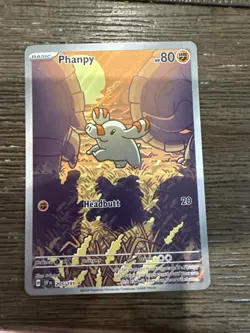Phanpy Pokemon Card Headbutt Basic 080 HP in Protective Case - Image 1