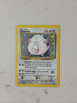 Pokemon TCG Chansey Base Set Holo Unlimited Rare Card 3/102 Near Mint Condition - Image 1