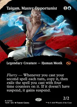 MTG Taigam, Master Opportunist - Foil - Borderless, Tarkir: Dragonstorm, Lightly - Image 1