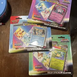 Pokemon TCG Prismatic Evolutions Tech Sticker Collection Set Lot Of 3 Sealed New - Image 1