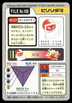 Voltorb No. 100 1997 Bandai Carddass Series 3-4 Pokemon Japanese - Image 2