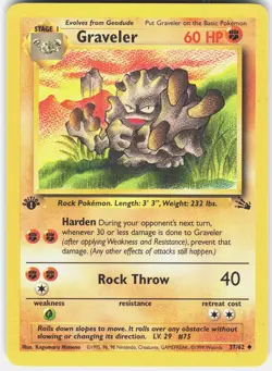 Graveler 37/62 Uncommon Fossil Pokemon 1st Edition LP - Image 1
