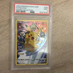 2020 Pokemon SWSH020 Figure Collection Promo Pikachu Full Art Graded PSA 9 - Image 1