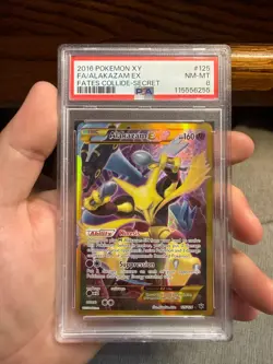 2016 POKEMON XY FATES COLLIDE SECRET #125 FULL ART/ALAKAZAM EX PSA 8 - Image 1