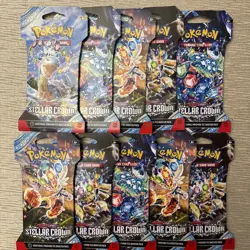 Pokemon Scarlet And Violet Stellar Crown Sleeved Booster Packs Lot Of 10 New - Image 1