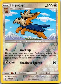 Herdier 175/236 Uncommon Cosmic Eclipse Pokemon Reverse Holo Near Mint - Image 1