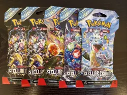 Lot Of 5 Pokemon Scarlet And Violet Stellar Crown Booster Packs - Image 1
