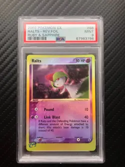 Pokemon Ralts Reverse Holo Ex Ruby and Sapphire 68/109 PSA 9 MINT - Image 1