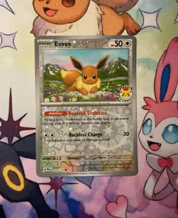 Eevee 074/131 - Pokemon Day 2025 Stamped Promo - Reverse Cosmos Holo - NM - Image 1