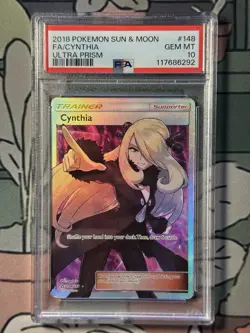 2018 POKEMON SUN & MOON ULTRA PRISM #148 FULL ART/CYNTHIA PSA 10 - Image 1