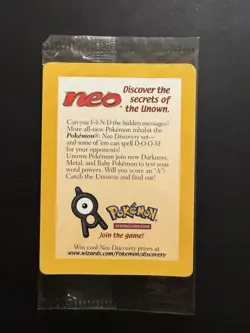 Pokemon TCG Unown Neo Discovery Promo Sealed Single Card - Image 1