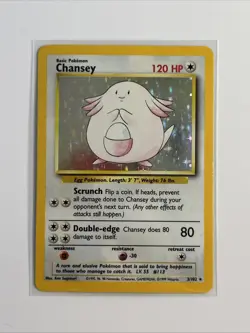 Pokemon Chansey Holo Rare TCG Card Base Set Unlimited 3/102 - Image 1