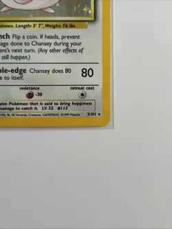Pokemon Chansey Holo Rare TCG Card Base Set Unlimited 3/102 - Image 2