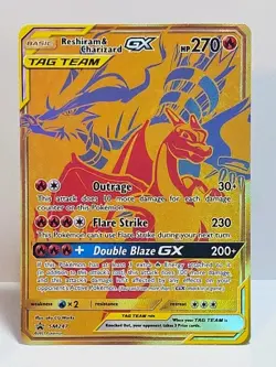 Reshiram & Charizard GX Tag Team SM247 Promo Card Gold Pokemon TCG LP-NM - Image 1