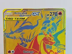Reshiram & Charizard GX Tag Team SM247 Promo Card Gold Pokemon TCG LP-NM - Image 2