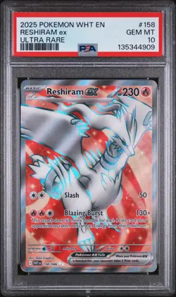 2025 POKEMON WHT EN-WHITE FLARE ULTRA RARE #158 RESHIRAM EX PSA 10 - Image 1