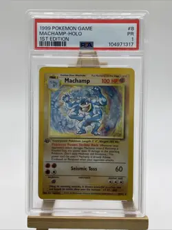 Pokemon TCG Machamp Holo Rare 1st Edition PSA 1 - Image 1