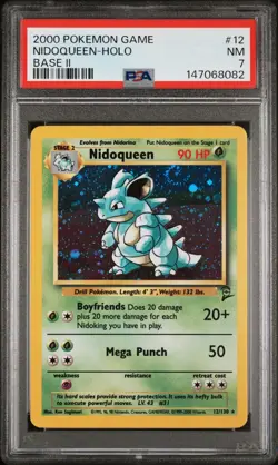 2000 POKEMON BASE SET 2 #12 NIDOQUEEN-HOLO PSA 7 NM SWIRL - Image 1