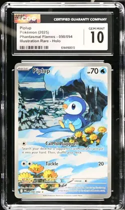 Pokemon IR Illustration Rare Piplup 098/094 Phantasmal Flames CGC 10 GEM MINT - Image 1