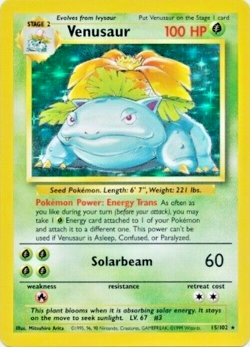 Pokemon TCG - Venusaur 15/102 - Holo Unlimited - Base Set Unlimited [Light Play] - Image 1