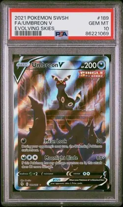 Pokemon Umbreon V Evolving Skies Full Art #189 PSA 10 Gem Mint - Image 1