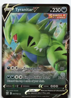 Tyranitar V 097/163 Ultra Rare Holo SWSH05: Battle Styles NM Pokemon - Image 1